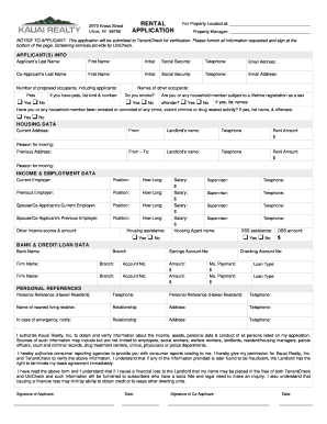 Hawaii Rental Application Form
