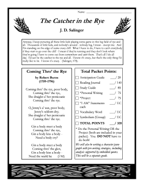 The Catcher in the Rye Reading Journal