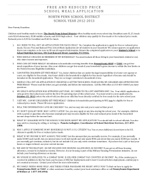 Free and Reduced Price School Meals Application