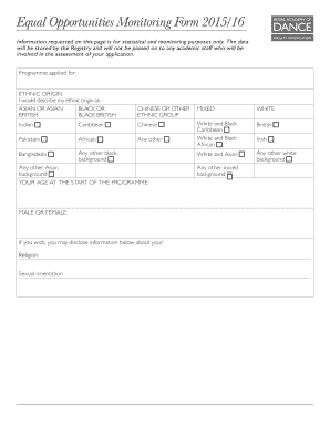 Equal Opportunities Monitoring Form