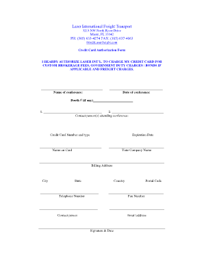 Credit Card Authorization Form