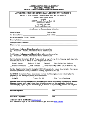 Senior Citizen and SSI Exemption Application Form