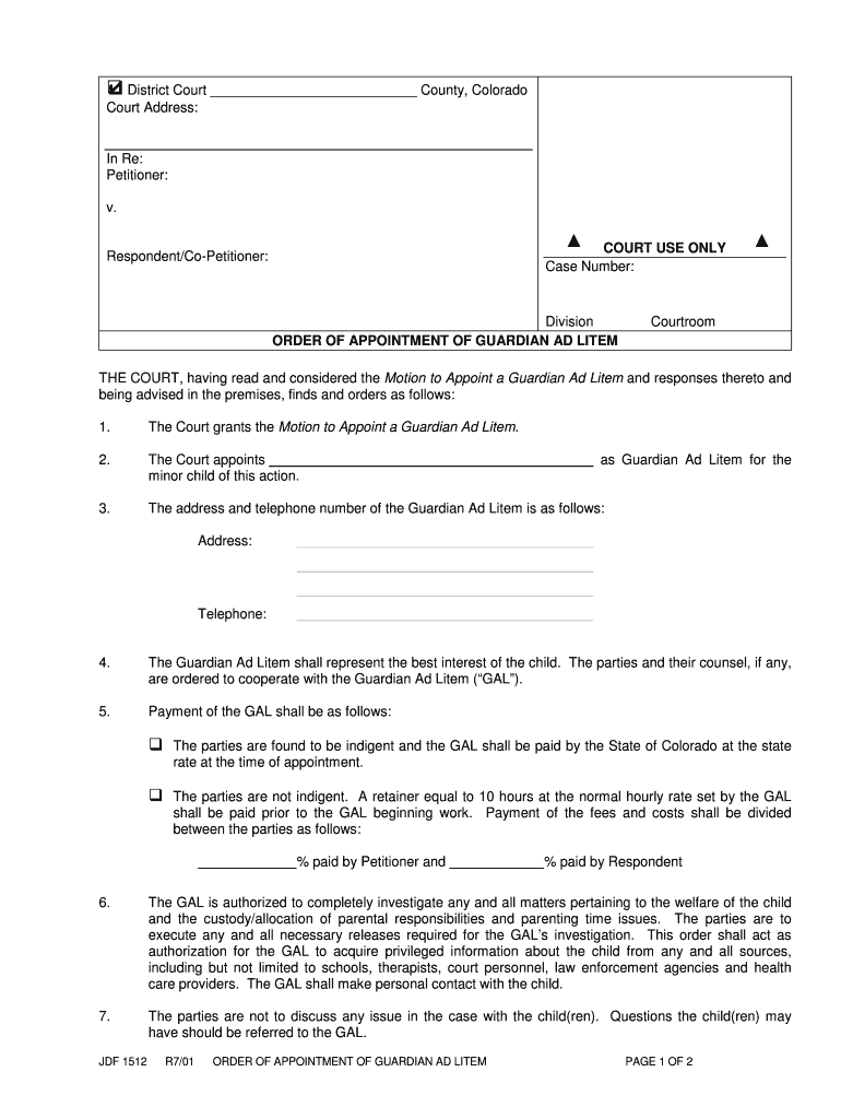 colorado guardian ad litem form Preview on Page 1