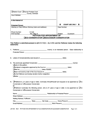 Petition for Appointment of Co-Conservator or Successor Conservator