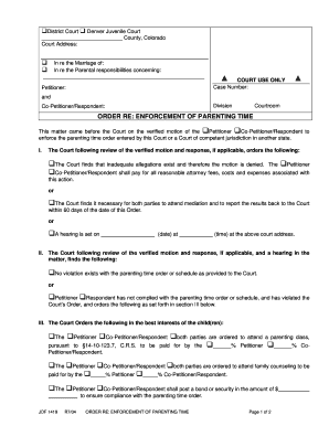 Order Re Enforcement of Parenting Time