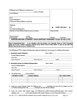 Verified Motion to Modify Child Support