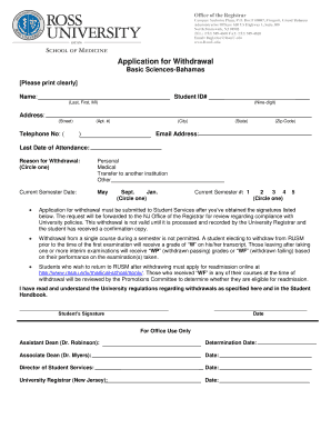 Leave of absence checklist template - ross university nj form