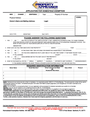 Florida Homestead Exemption Application