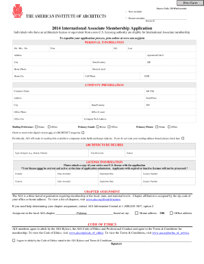 2014 International Associate Membership Application