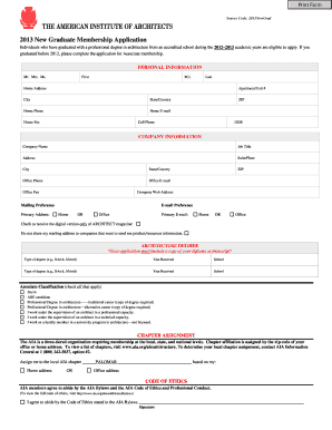2013 New Graduate Membership Application