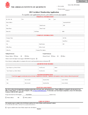 2013 Architect Membership Application