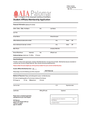 Student Affiliate Membership Application