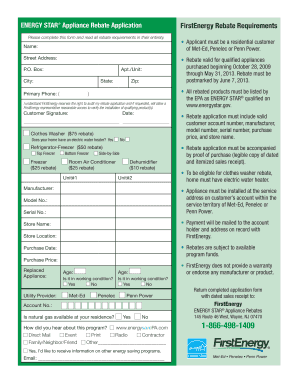 ENERGY STAR Appliance Rebate Application