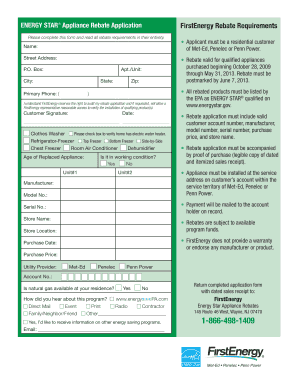 ENERGY STAR Appliance Rebate Application
