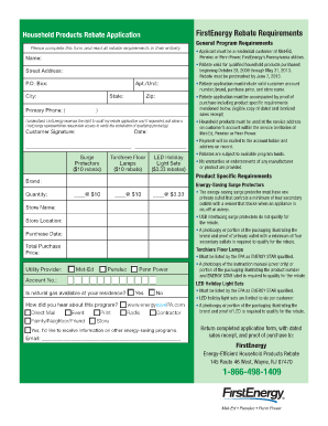 FirstEnergy Household Products Rebate Application