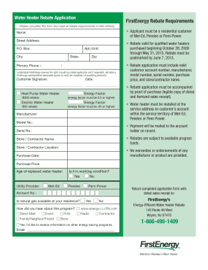 Water Heater Rebate Application