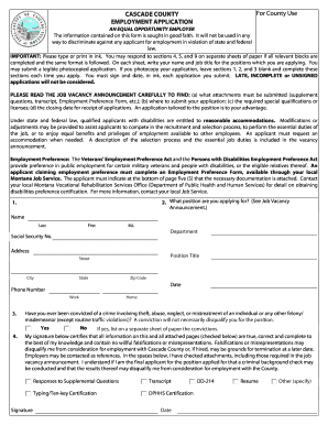 Cascade County Employment Application