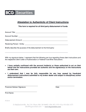 Attestation to Authenticity of Client Instructions