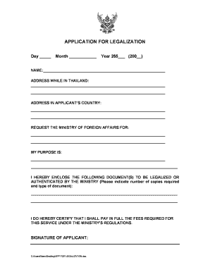 Application for Legalization
