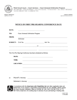 Hawaii Court Annexed Arbitration Notice