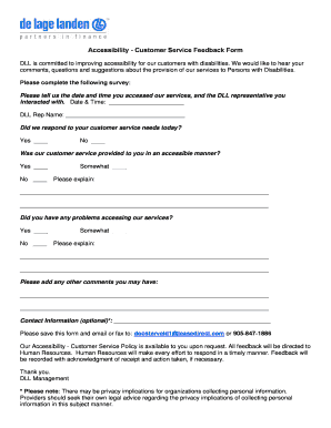 Accessibility Customer Service Feedback Form