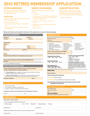 APTA Retired Membership Application