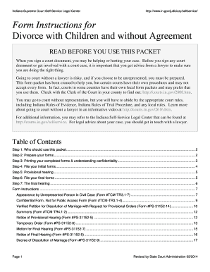 Indiana Divorce with Children Form Packet