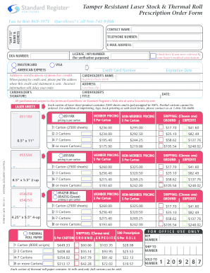 tamper resistant last stock & thermal roll prescription order form