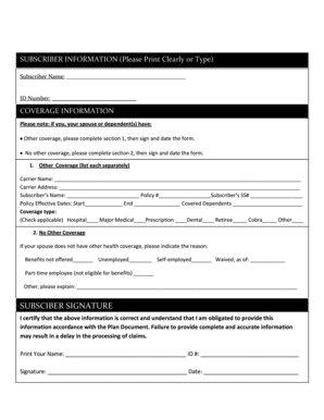Health Insurance Coverage Information Form