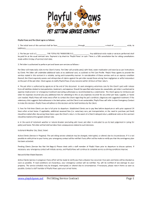 Pet Sitting Service Contract