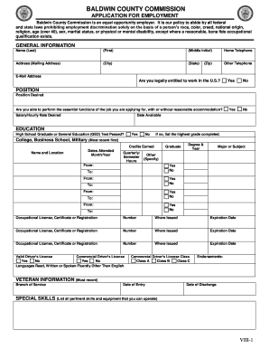 Baldwin County Commission Employment Application
