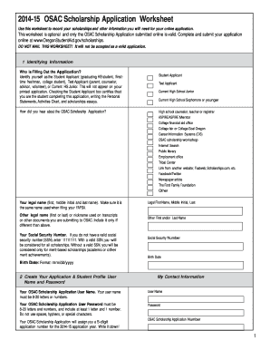 OSAC Scholarship Application Worksheet