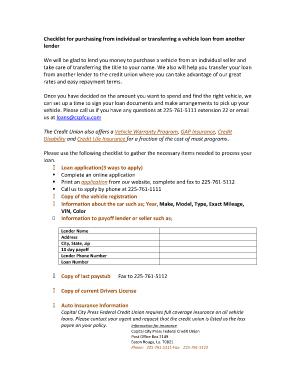 Vehicle Loan Application Checklist