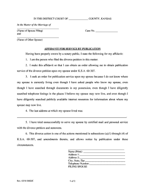 Affidavit for Service by Publication