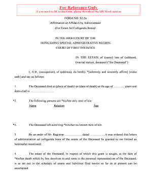 Landlord reference letter template - ms word version for grant colligenda form in probate