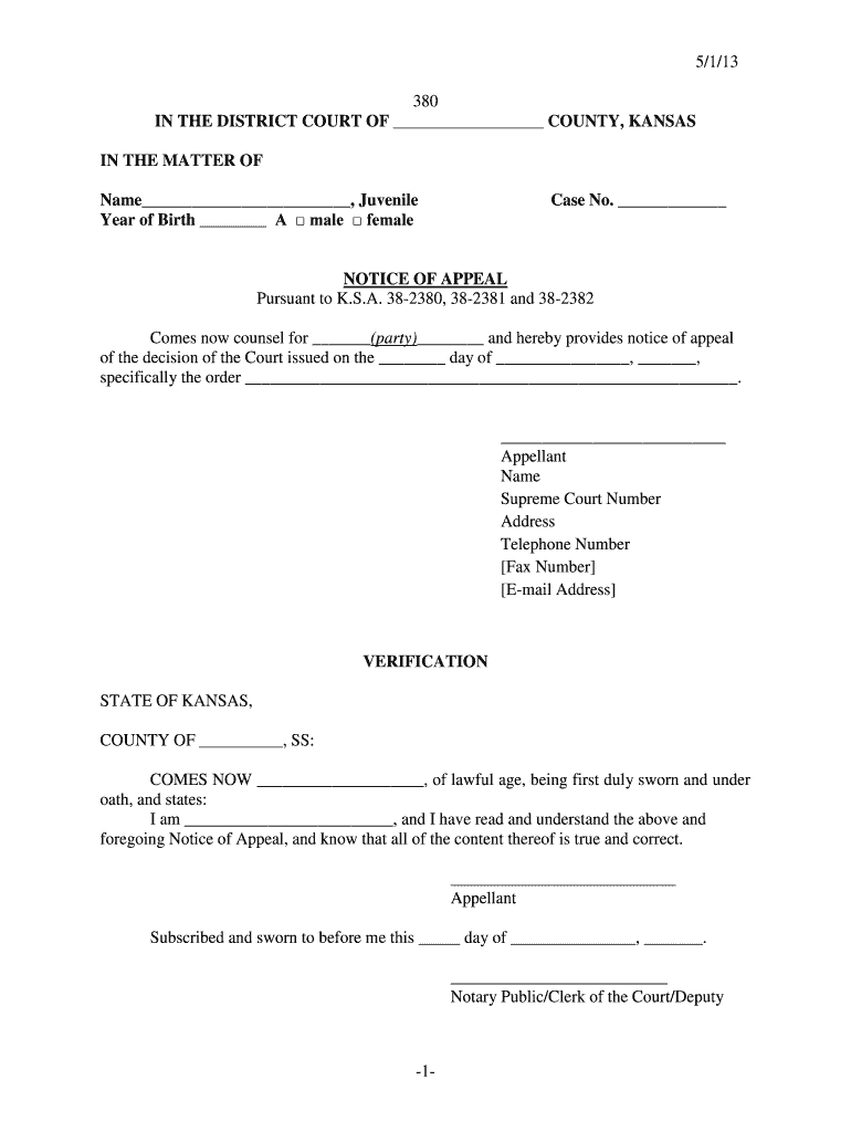 kansas notice appeal 380 download Preview on Page 1