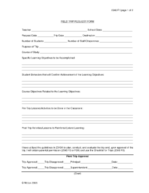 Field Trip Request Form