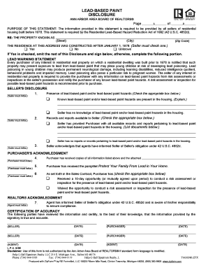 Lead-Based Paint Disclosure Form