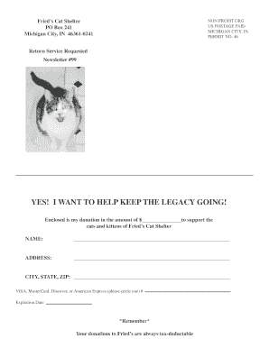 Fried’s Cat Shelter Donation Form