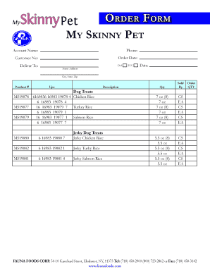 My Skinny Pet Order Form