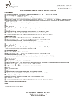 Miscellaneous Residential Building Permit Application