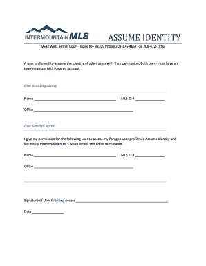Intermountain MLS Assume Identity Form