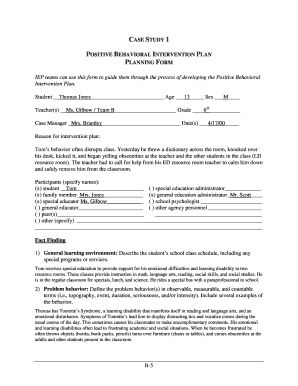 Positive Behavioral Intervention Plan Form