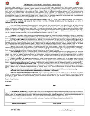 ABC & Spartan Baseball Club Waiver and Terms