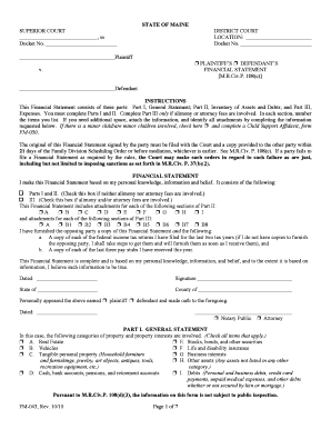 Maine Financial Statement Form