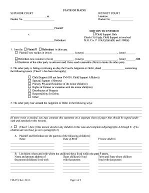 Motion to Enforce Child Support Order