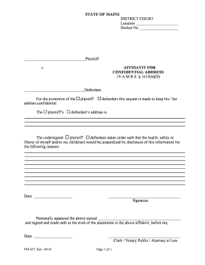 Maine Confidential Address Affidavit