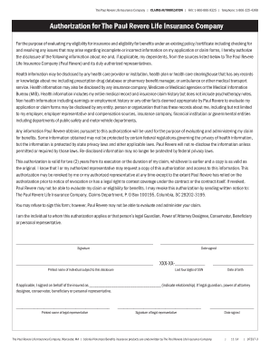 Paul Revere Life Insurance Claims Authorization