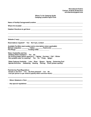 Camping Location Input Form