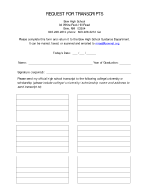 Request for Transcripts